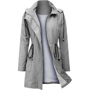 Light Rain Jacket Waterproof Trench Raincoat with Hood Plus Size For Women
